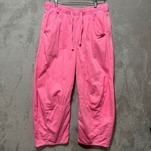 Gap Pink Cotton Barrel Leg Pants Petite XS Elastic Waist Drawstring Utility